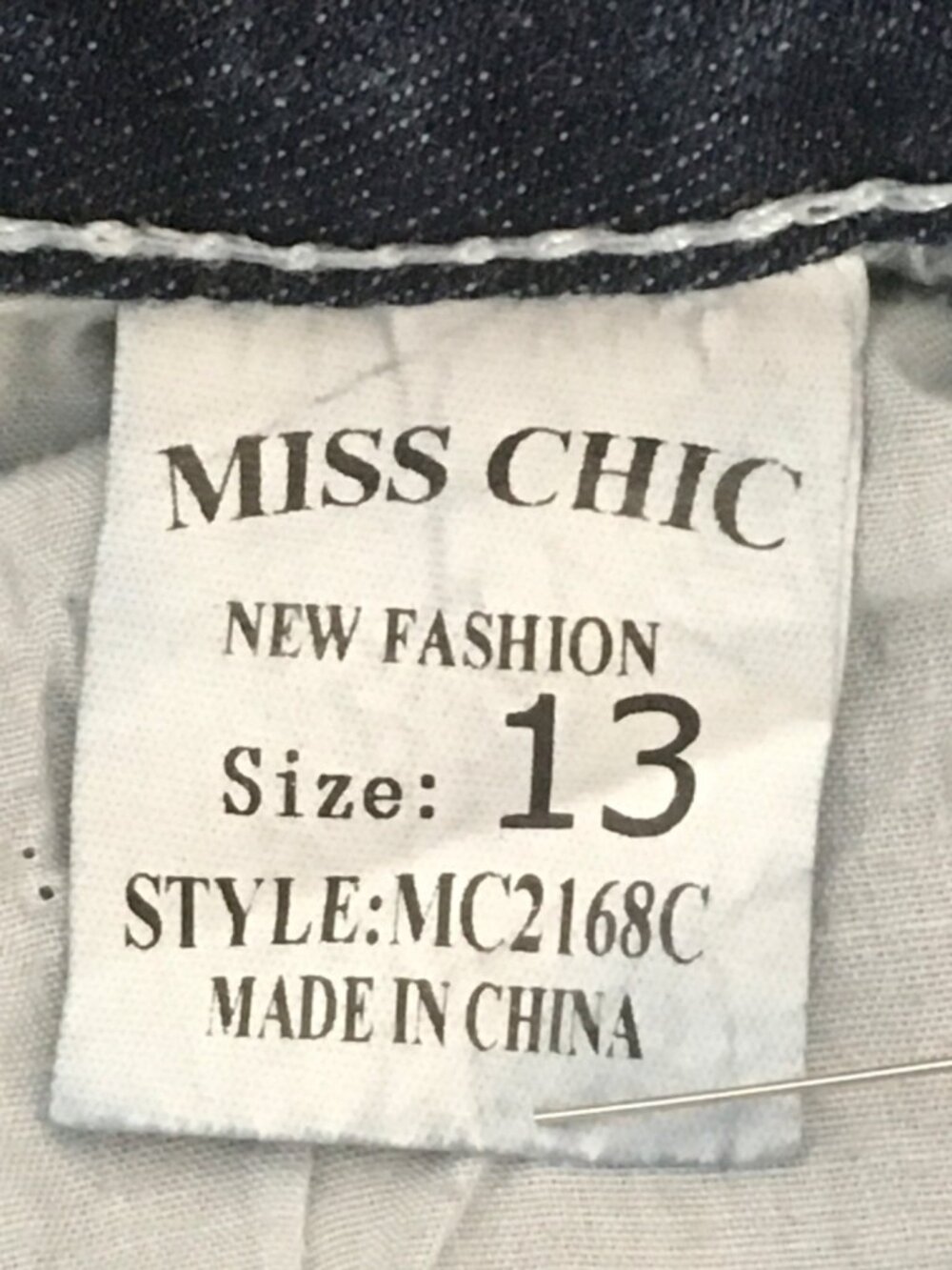 Miss Chic Jeans Size 13 Blue Embellished Mid rise Bootcut Cross Pockets - Picture 9 of 15